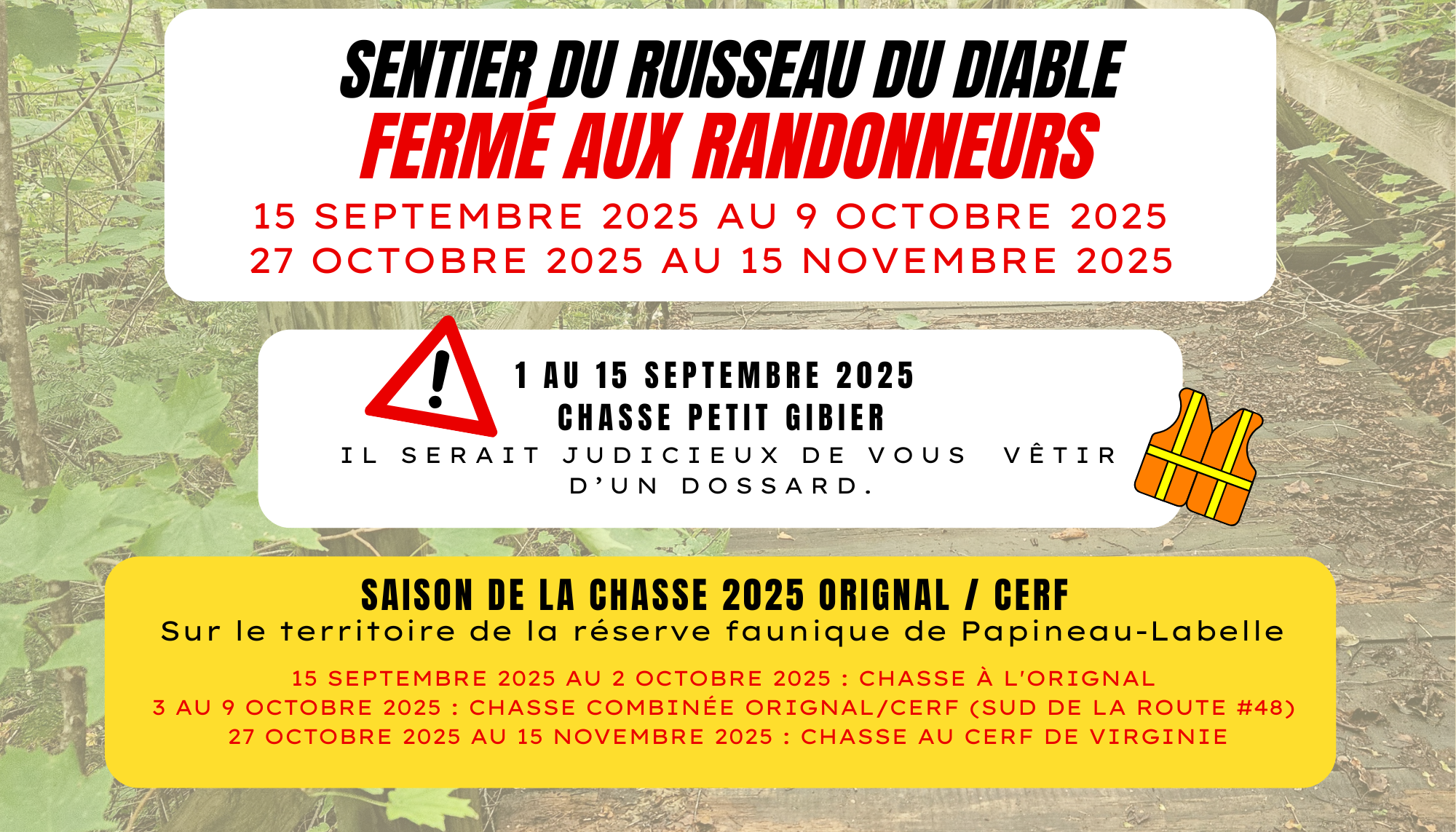 Copie de La saison de la chasse sur le territoire de la réserve faunique de Papineau Labelle 11.5 x 8.5 po