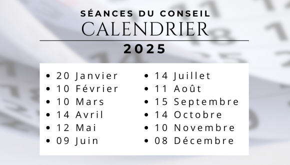 Horaire séances du conseil 2025