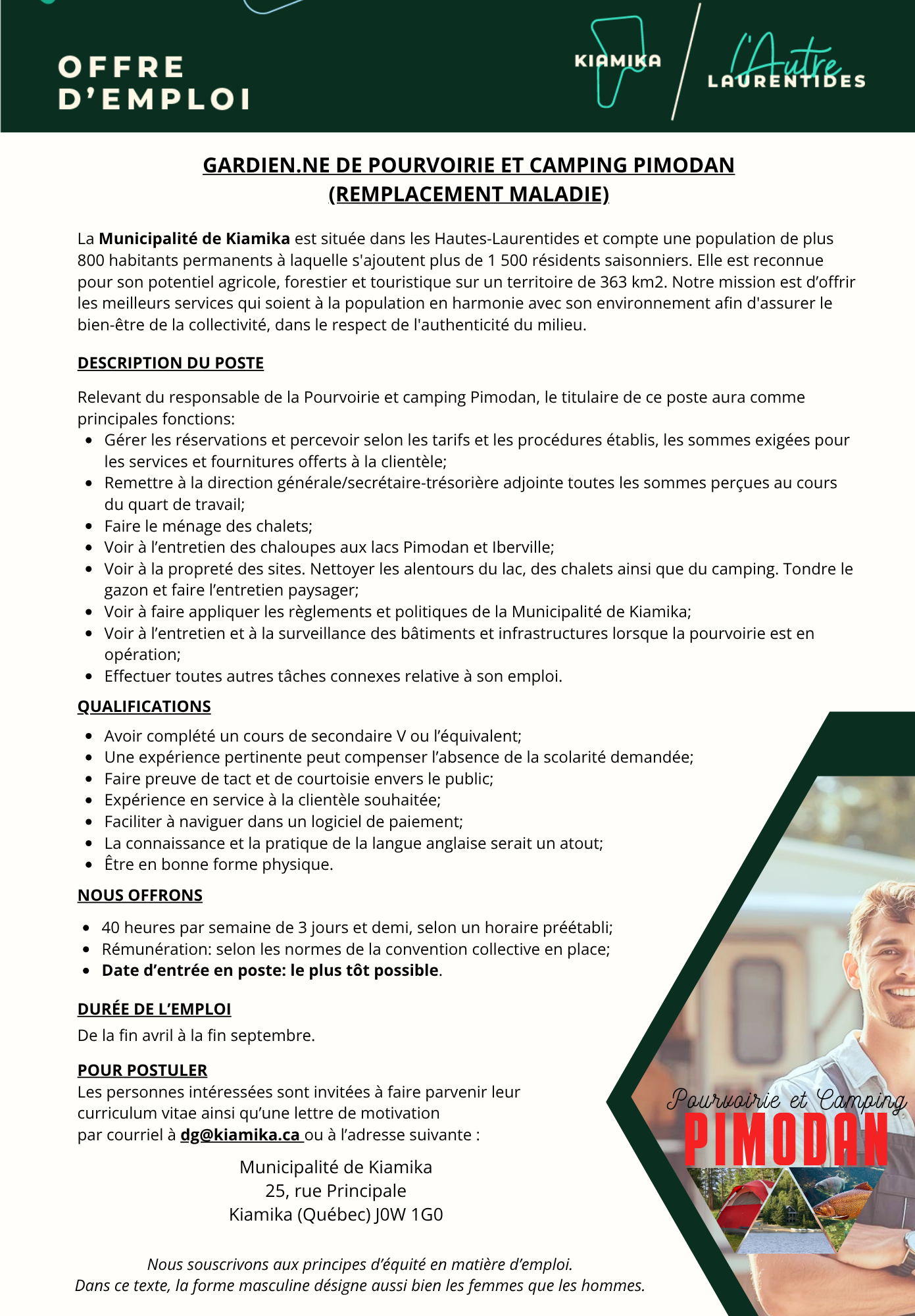 offre demploi camping